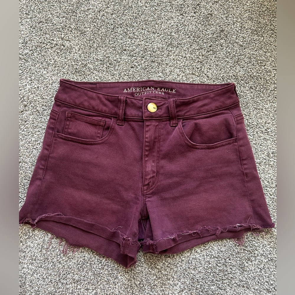 American Eagle Outfitters Women's Burgundy Jean Shorts